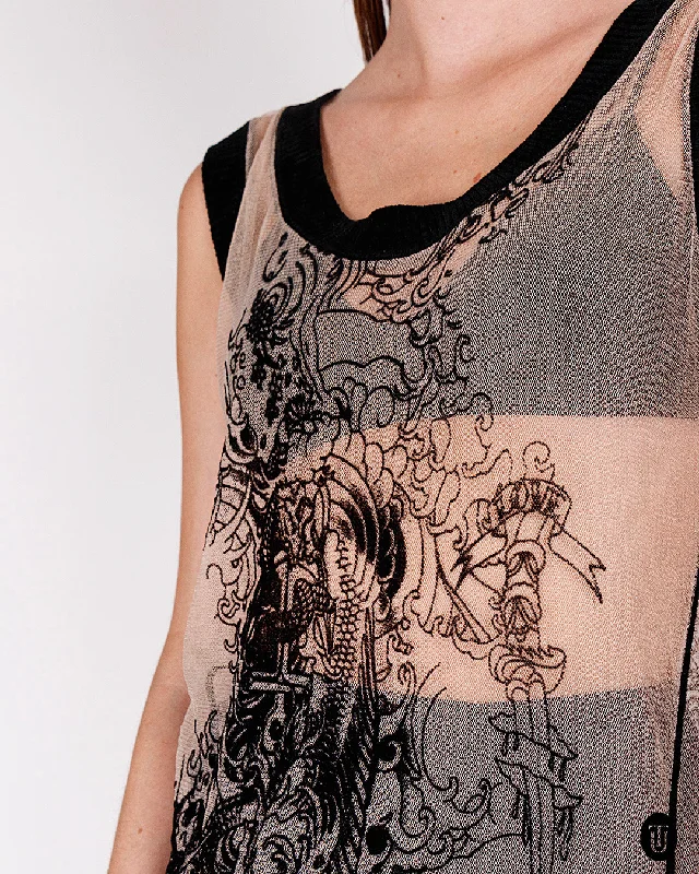 Midnight Madness 1990s Jean Paul Gaultier Mesh Tattoo Dress M