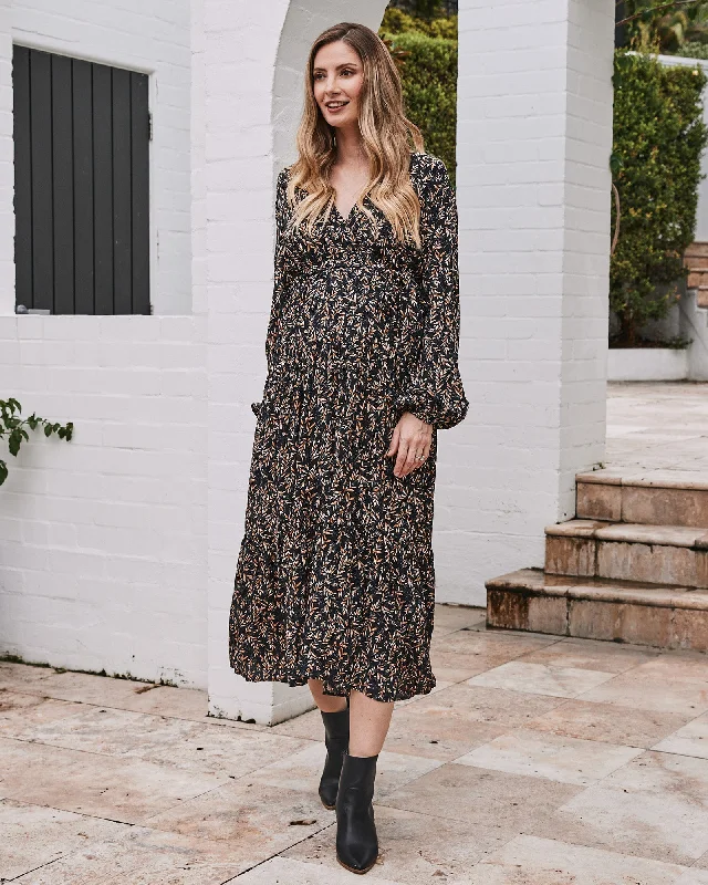 TIME-Limited Offer Lauren Maternity V Neck Floral Dress In Navy