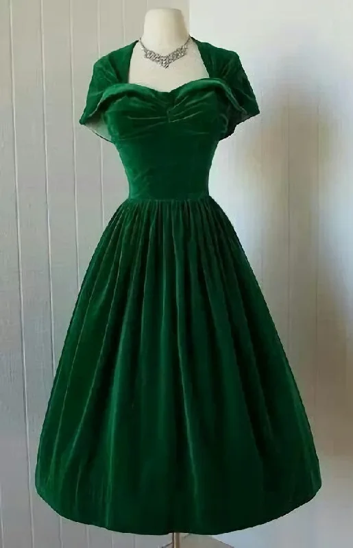 Today’s Special 1950S Vintage Prom Dress, Green Velvet Homecoming Dress