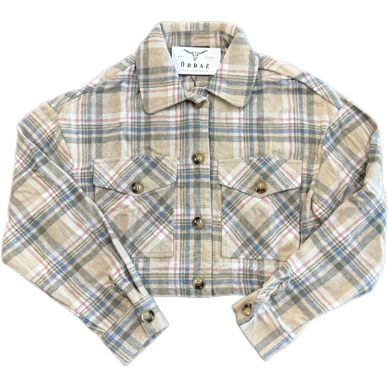 Limited Availability Plaid Print Jacket - Taupe