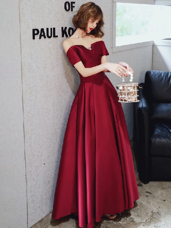 Year-End Sale Amazing Evening Dress A-Line Bateau Neck Matte Satin Floor-Length Pleated Formal Party Dresses