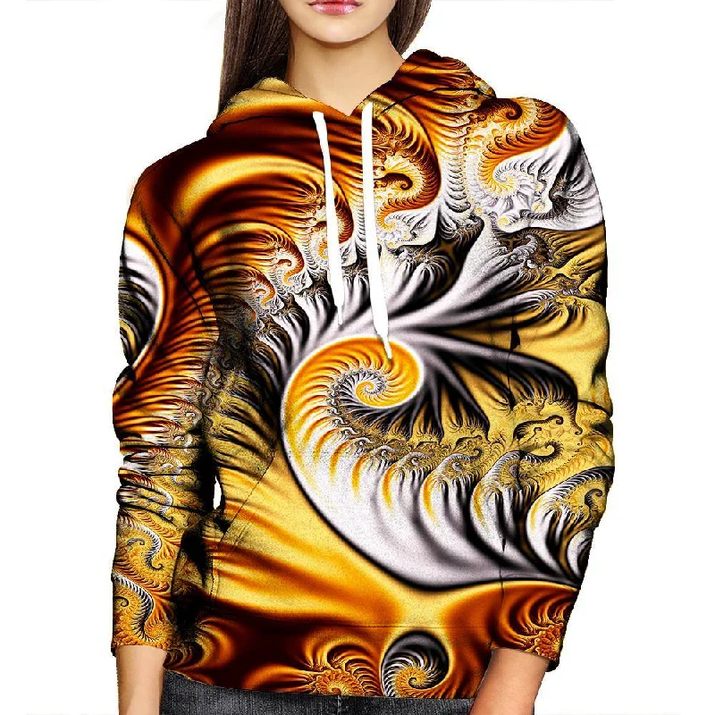 Yellow Fractal Womens Hoodie