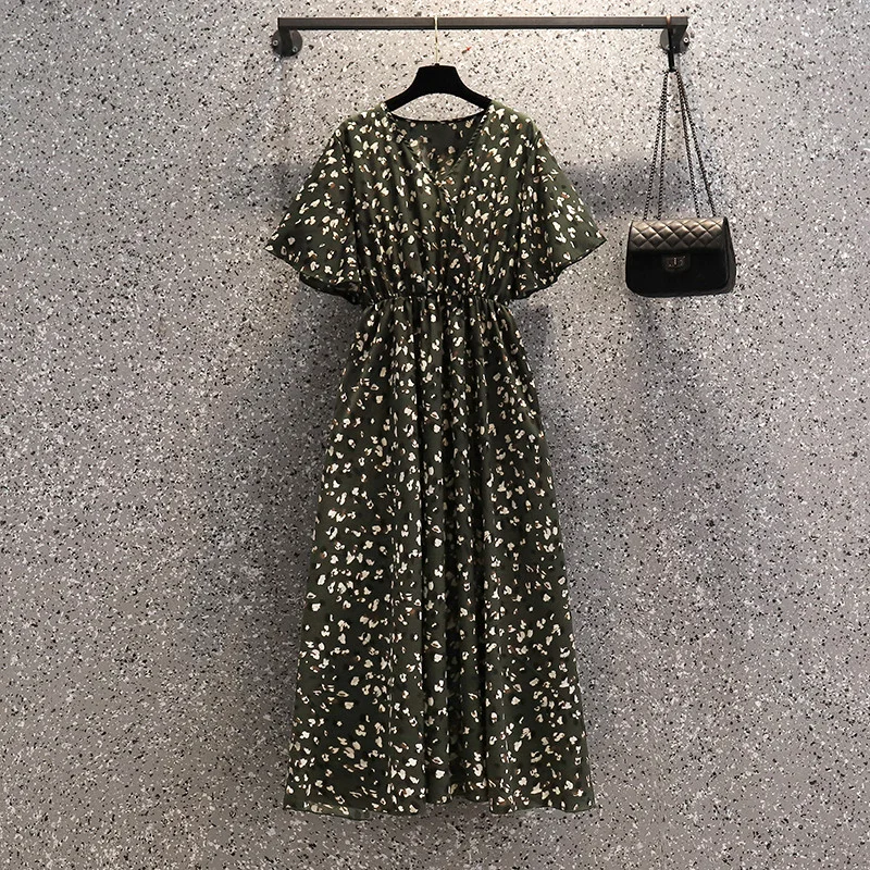 Season Finale Sale Plus Size Leopard Print Chiffon Maxi Dress