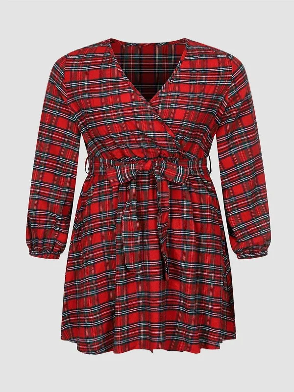 Savings Galore Plus Size Plaid Party Dress