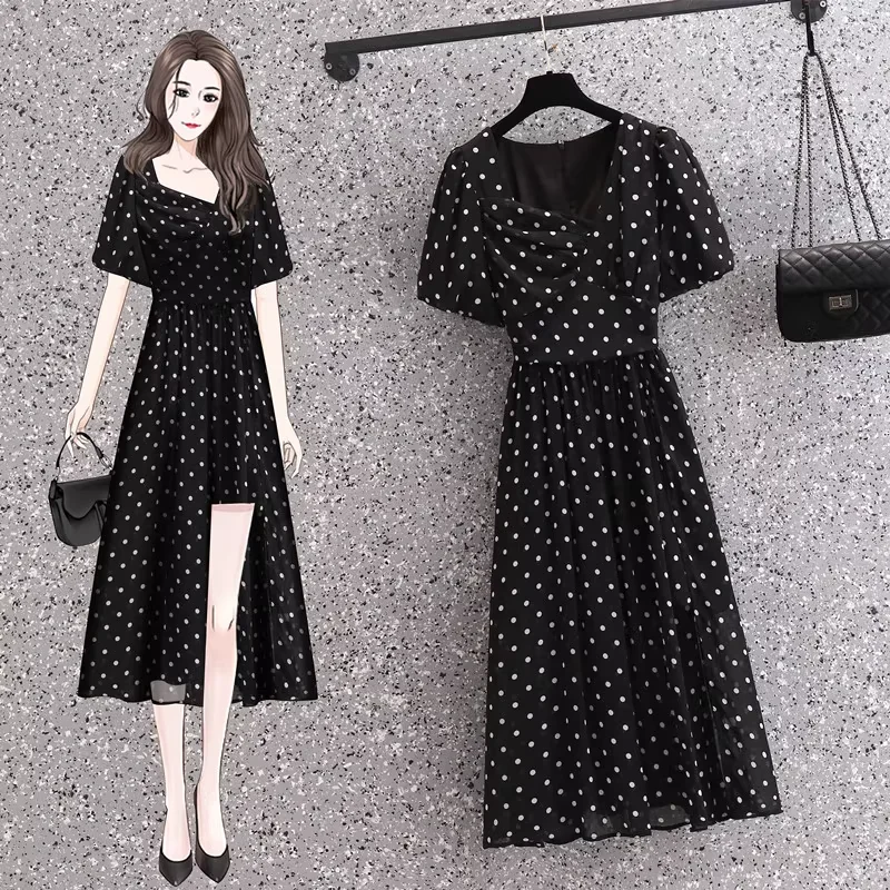 Early Access Plus Size Polka Dots Peek-a-boo Midi Dress