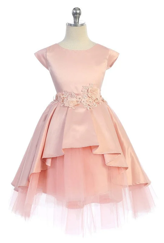 Markdowns Ava Kids Satin Dress over Tulle Skirt