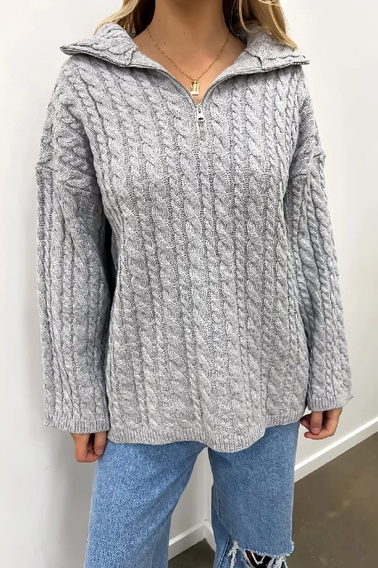 Special Savings Izak 1/4 Zip Knit Jumper Grey