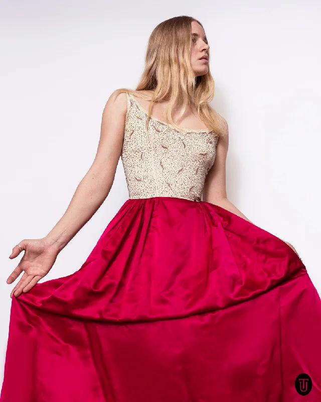 Deal Mania 1960s Embroidered Silk Ball Gown XS