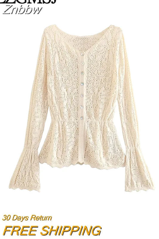 Deal Alert Znbbw TRAF Women 2023 Jacquard Mesh Knitted Button Loose Cardigan Open Navel Sweater Retro Flare Sleeve Coat Unique Top Deal Alert Znbbw TRAF Women 2023 Jacquard Mesh Knitted Button Loose Cardigan Open Navel Sweater Retro Flare Sleeve Coat Unique Top