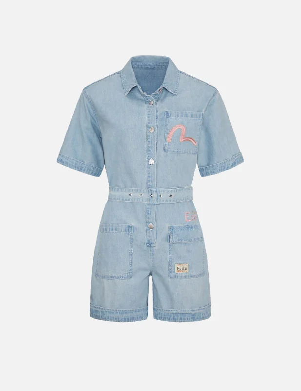 Seasonal Clearance Multi-pocket Worker Style Denim Jumpsuit