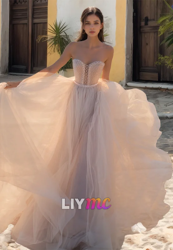 Don't Miss Sweetheart Strapless Tulle A-Line Boho Wedding Dress