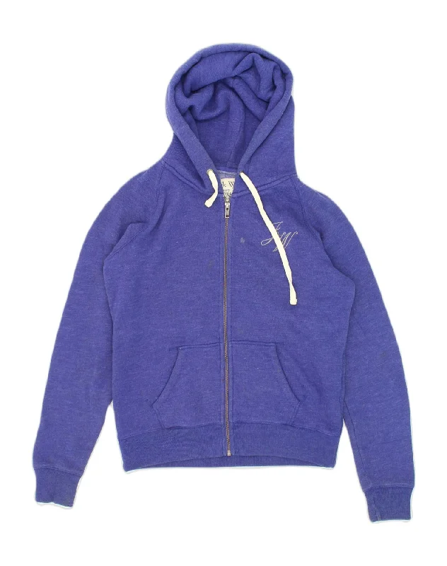 Clearance Items JACK WILLS Womens Zip Hoodie Sweater UK 14 Large Purple Cotton