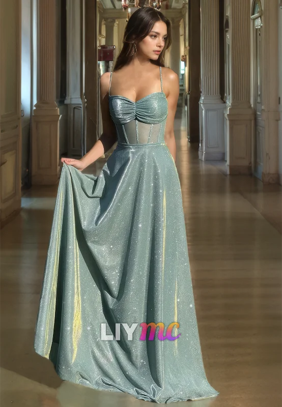 Crazy Deals LP947 - A line Sweetheart Draped Sparkly Formal Prom Dress