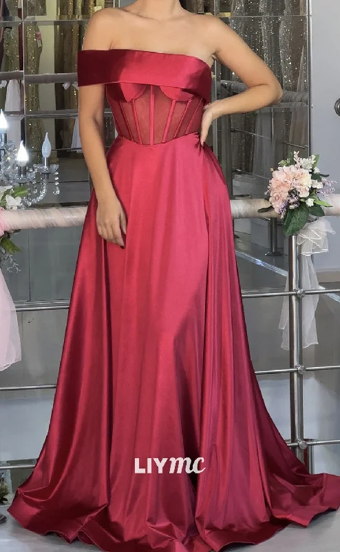 Customer Appreciation Sale LP1976 - Asymmetrical Straps A-Line Pleated Sleek Satin Prom Dress Customer Appreciation Sale LP1976 - Asymmetrical Straps A-Line Pleated Sleek Satin Prom Dress