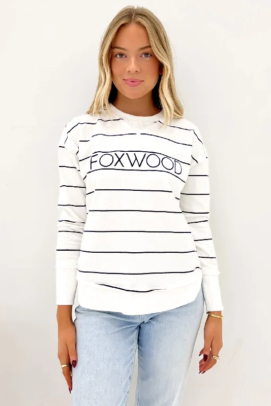 Classic Stripe Simplified Crew White Navy Stripe