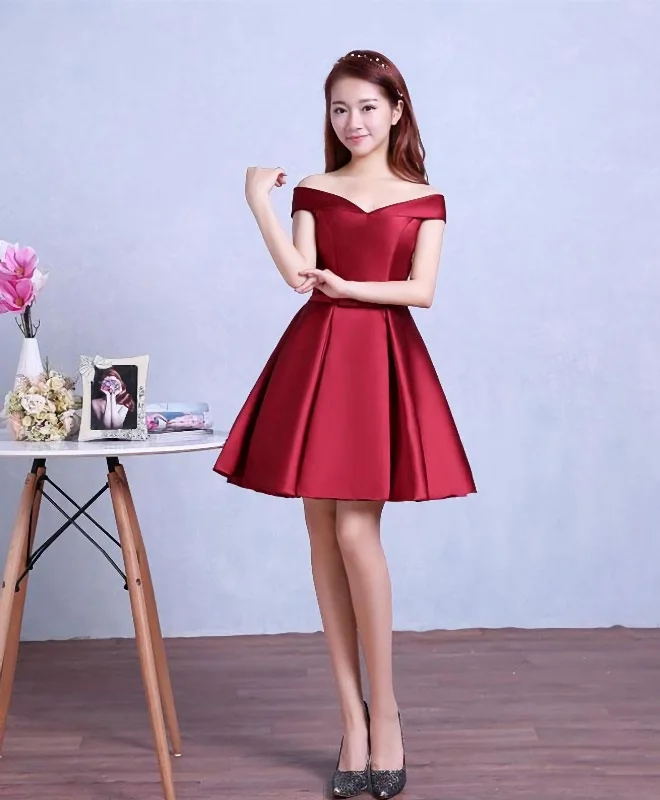 Extra Discounts Burgundy Knee Length Prom Dress, Homecoming Dress