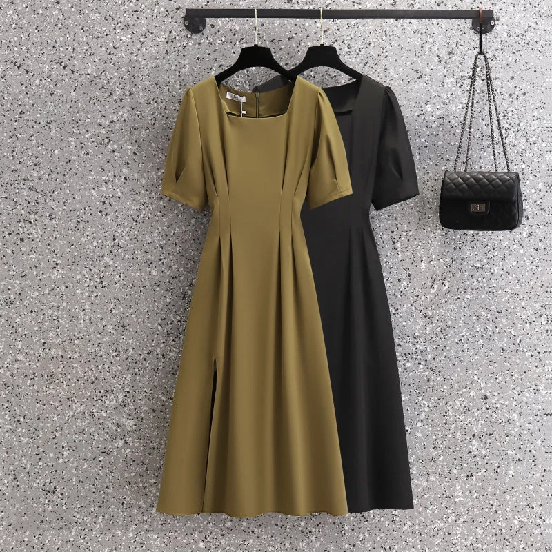 Super Deal Plus Size Korean Square Neck Dress