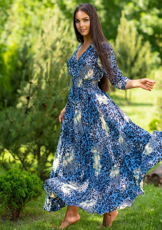 Price Drop Isabella Blue Puma Roses Dress