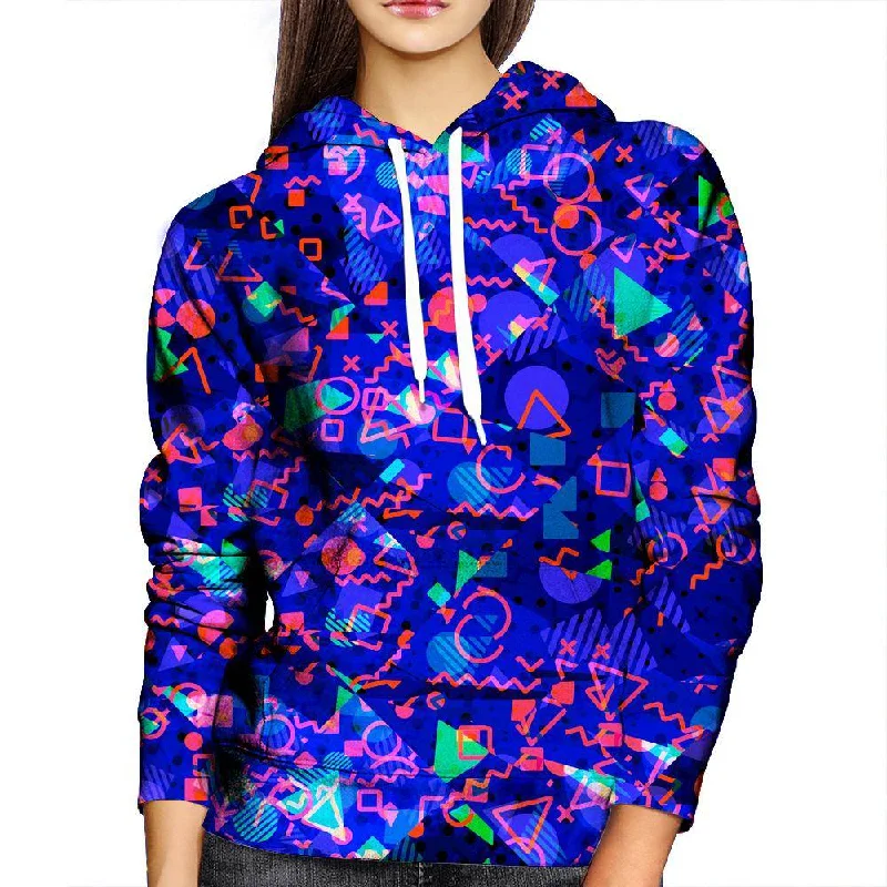 Crazy Savings Blue Shapes Womens Hoodie