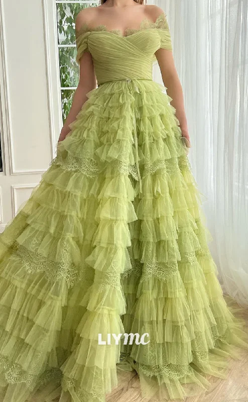 Epic Deals LP2105 - Off-Shoulder Strapless Tiered Tulle A-Line Ball Gown Prom Dress Epic Deals LP2105 - Off-Shoulder Strapless Tiered Tulle A-Line Ball Gown Prom Dress