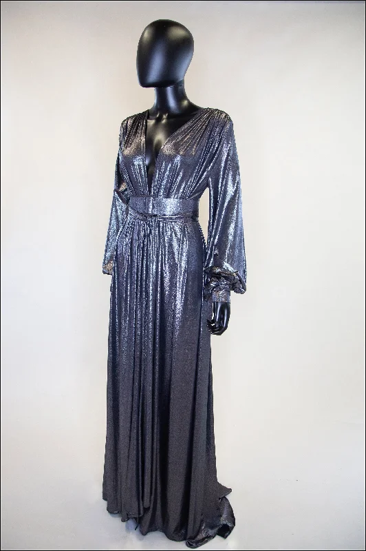 Vamp - Metallic Silver Maxi Dress