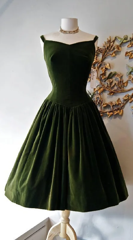 Don’t Miss Out 1950S Vintage Prom Dress, Dark Green Homecoming Dress