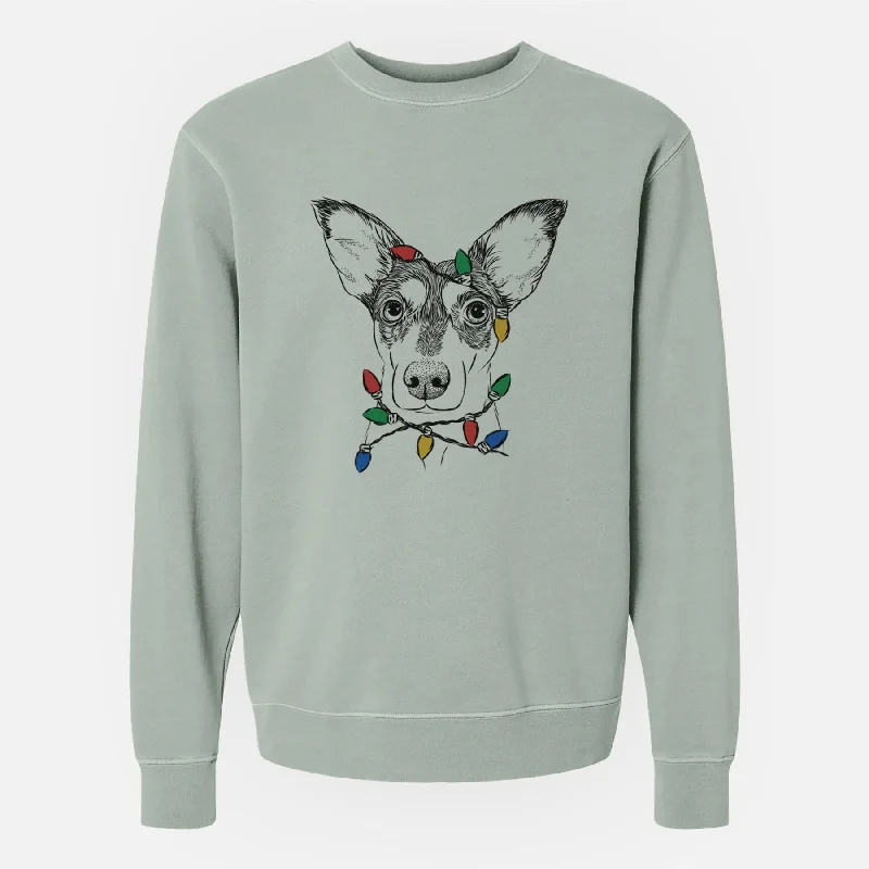 Anniversary Sale Christmas Lights Chloe the Doxie Mix - Unisex Pigment Dyed Crew Sweatshirt Anniversary Sale Christmas Lights Chloe the Doxie Mix - Unisex Pigment Dyed Crew Sweatshirt