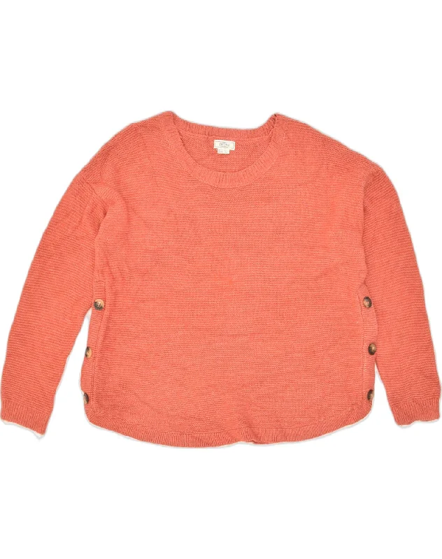 Can't Be Beat FAT FACE Womens Boat Neck Jumper Sweater UK 14 Medium Orange Cotton