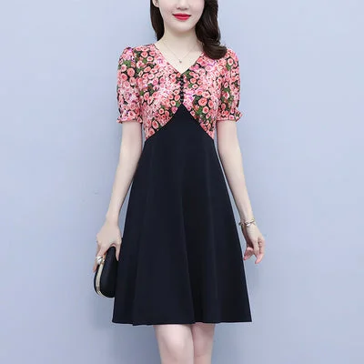 Seasonal Clearance Plus Size Floral Mock 2 Piece Dress
