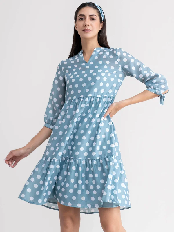Mega Sale Chanderi Polka Dot Dress - Sap Green