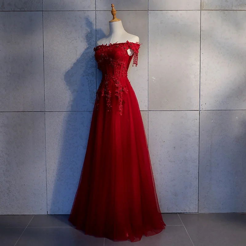 Clearance Event Prom Dresses, Off Shouder Prom Dress, Party Dress, Charming Applique