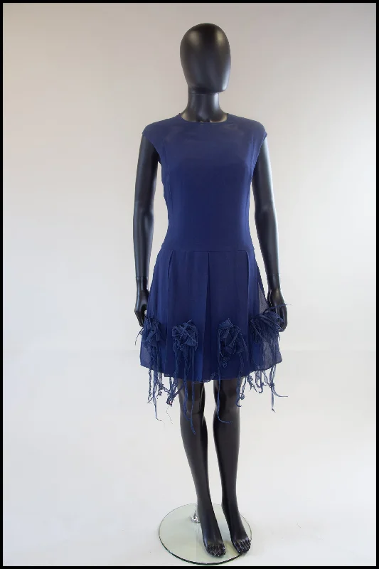 Big Savings Vintage 1960s Blue Silk Cocktail Dress