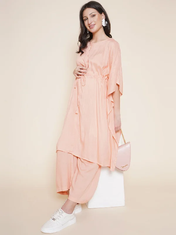 Can't Miss Peach Maternity and Nursing Kaftaan Set
