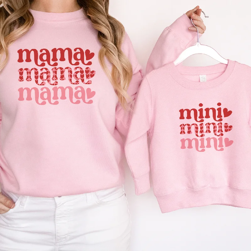 Mama & Mini Heart Print Matching Pink Sweatshirts