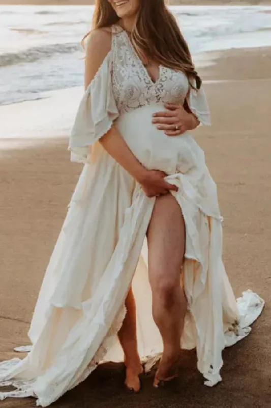Today Only Custome White Vintage Off-the-shoulder Beach Maternity Photoshoot Dress Today Only Custome White Vintage Off-the-shoulder Beach Maternity Photoshoot Dress