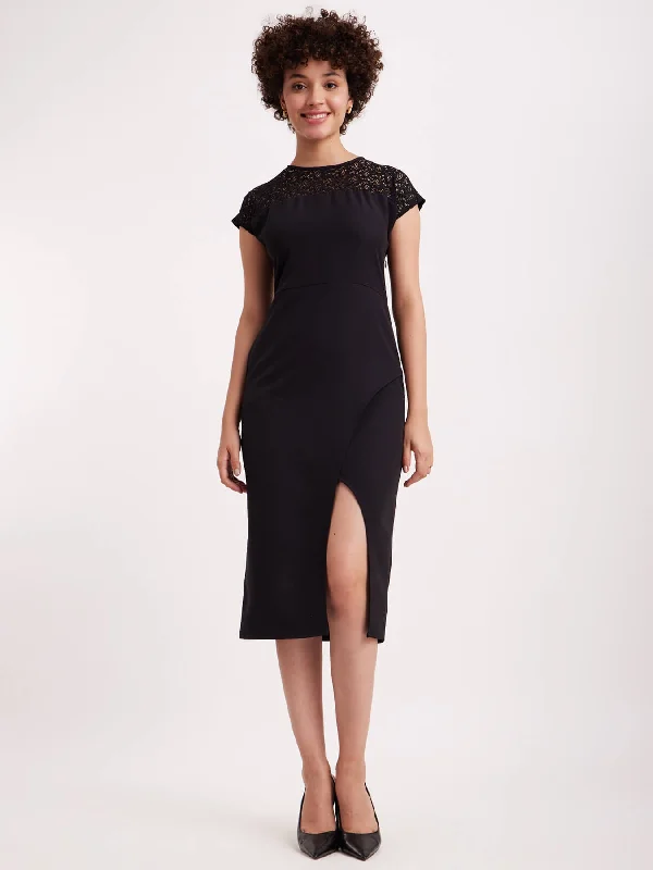 Final Markdown Drop Shoulder Lace Dress - Black