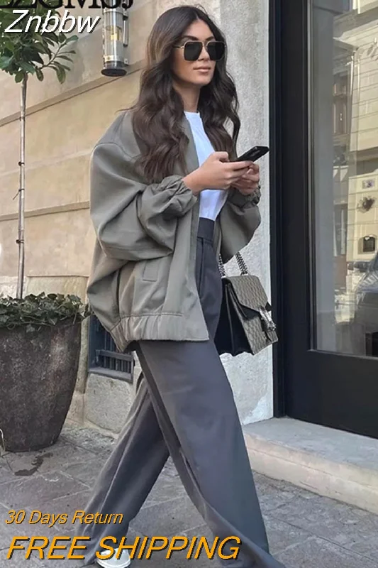Deal of the Day Znbbw TRAF Solid Bomber Jacket Women Loose O Neck Long Sleeve Zipper Coat Outwear Ladies 2023 Spring Chic Female Jacket Deal of the Day Znbbw TRAF Solid Bomber Jacket Women Loose O Neck Long Sleeve Zipper Coat Outwear Ladies 2023 Spring Chic Female Jacket