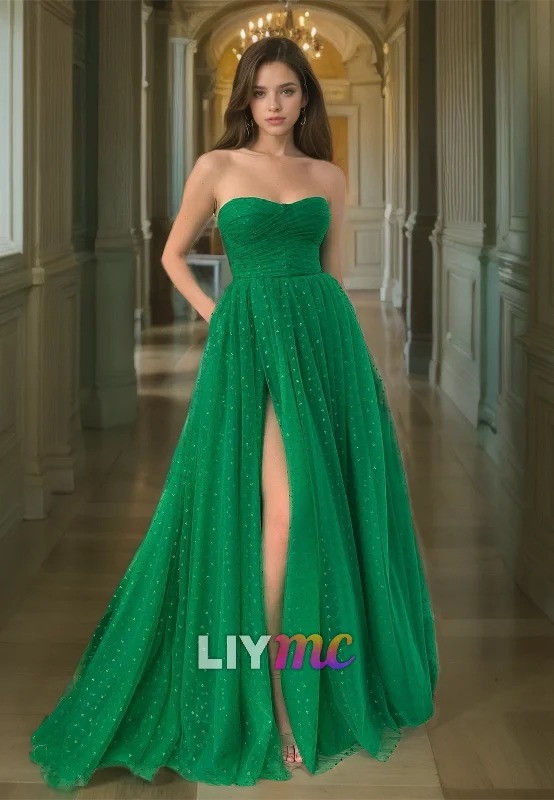 Price Cut Sweetheart Sleeveless Pleated Tulle A-Line Prom Dress