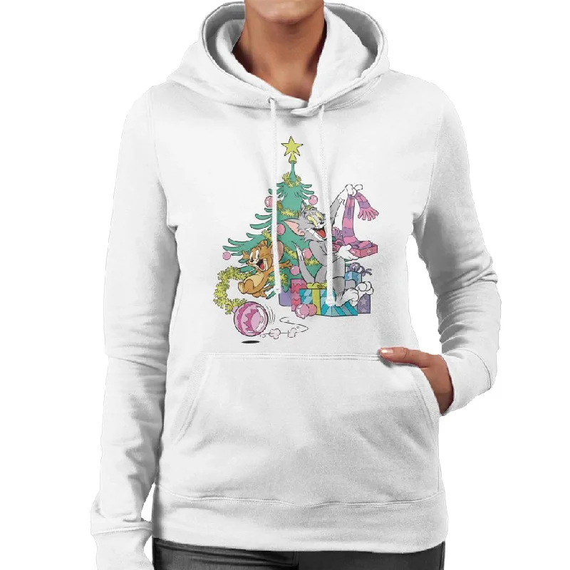 Tom and Jerry Christmas Festive Morning Women's Hooded Sweatshirt