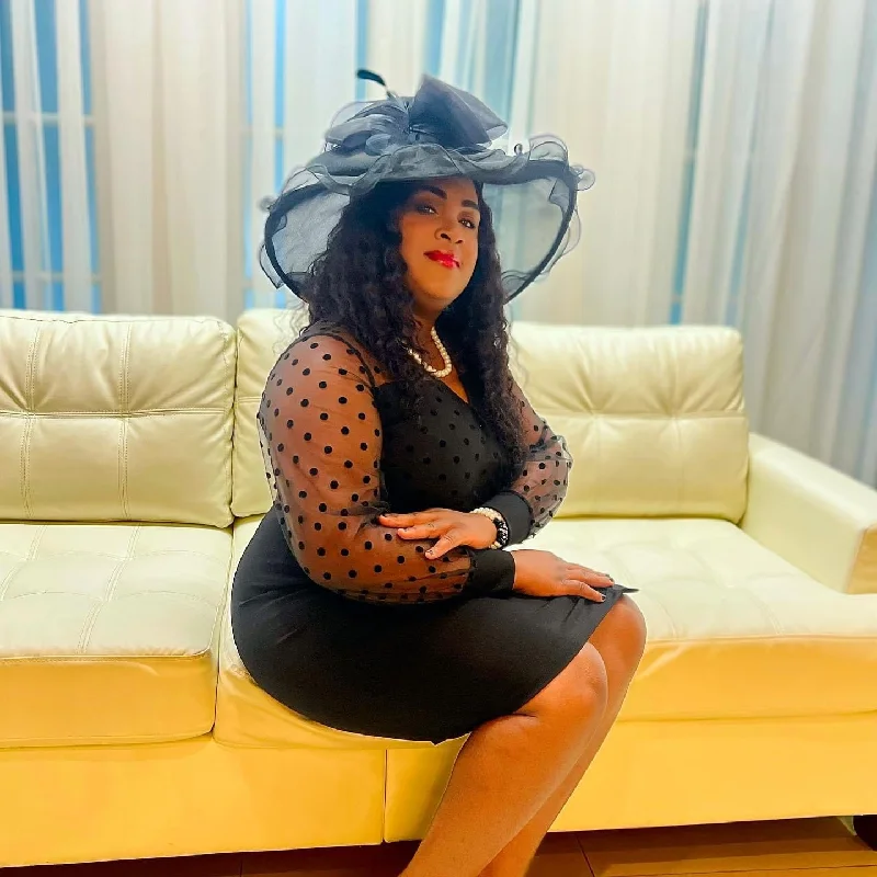 Buy Now Vanessa Elegant Polka Dot Mesh Sleeve Dress