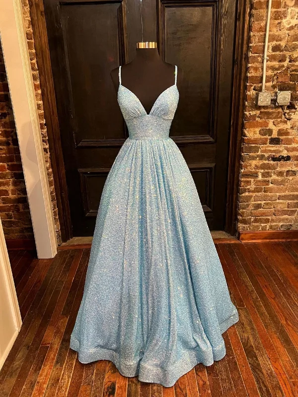 Price Meltdown Simple Blue V Neck Sequin Long Prom Dress, A Line Blue Evening Dress Price Meltdown Simple Blue V Neck Sequin Long Prom Dress, A Line Blue Evening Dress