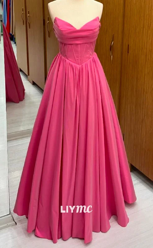 Last Chance LP2247 - V-Neck Sleeveless Pleated A-Line Sleek Satin Cocktail Dress Prom Dress Last Chance LP2247 - V-Neck Sleeveless Pleated A-Line Sleek Satin Cocktail Dress Prom Dress