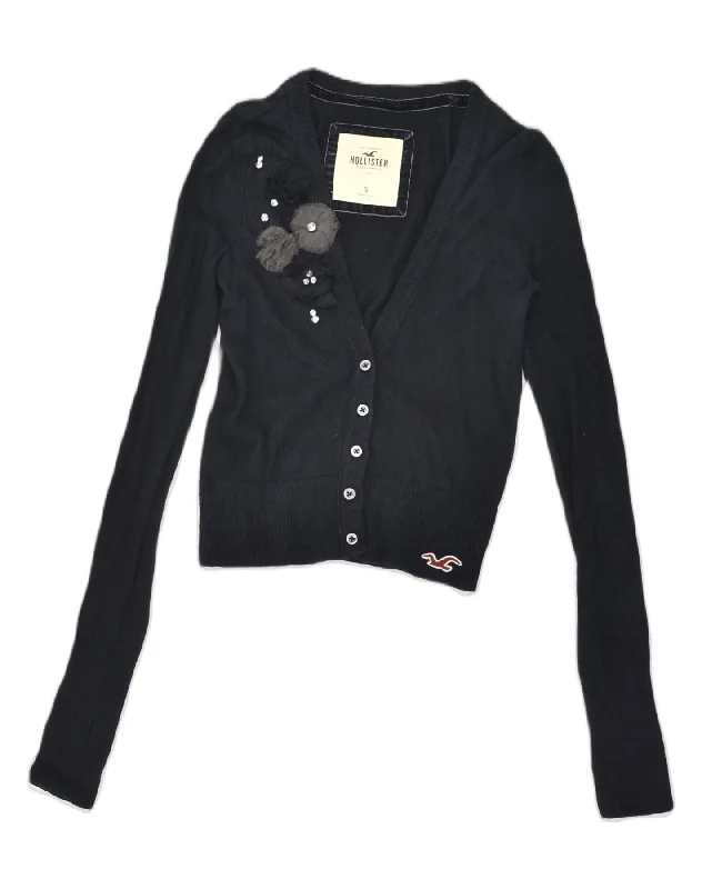 Super Deal HOLLISTER Womens Cardigan Sweater UK 8 Small Navy Blue Cotton