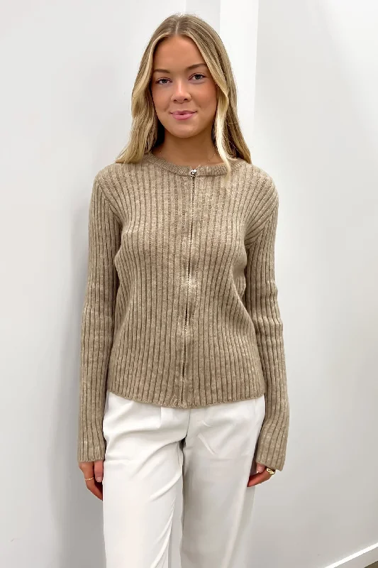 Mega Sale Thomas Knit Zip Jumper Mocha