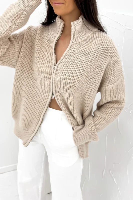 Daily Deals Leila Knit Zip Jumper Beige