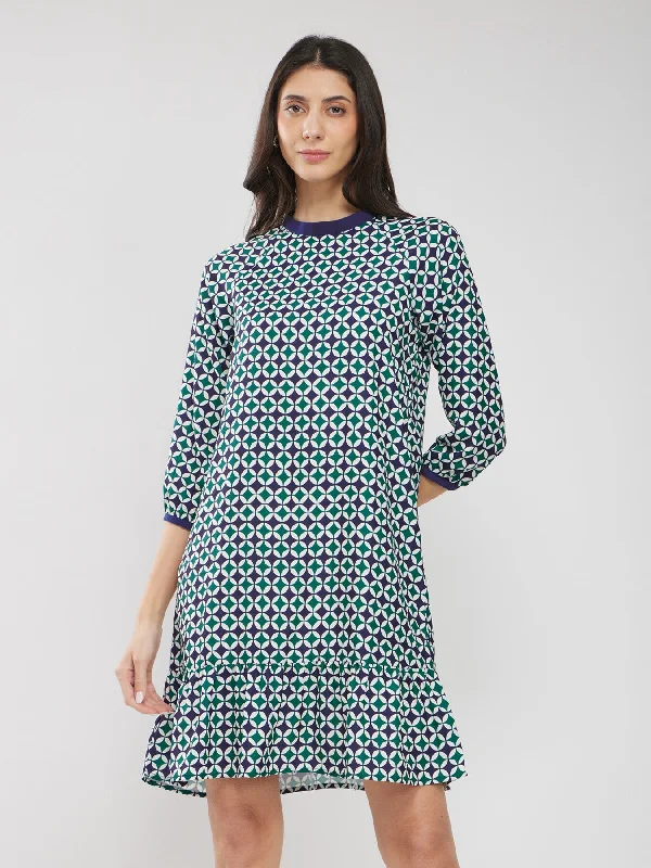 Special Offer Geometric Print Tiered Dress - Multicolour