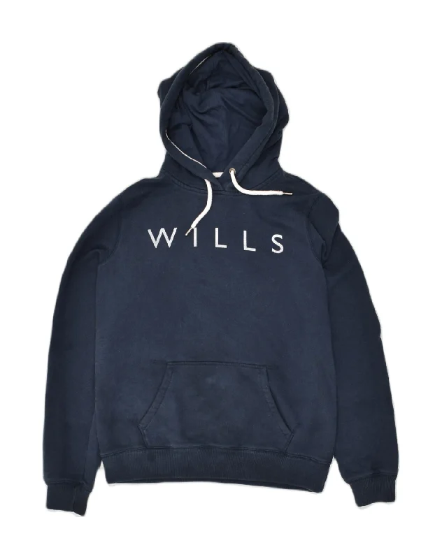 JACK WILLS Womens Classic Fit Graphic Hoodie Jumper UK 12 Medium Navy Blue