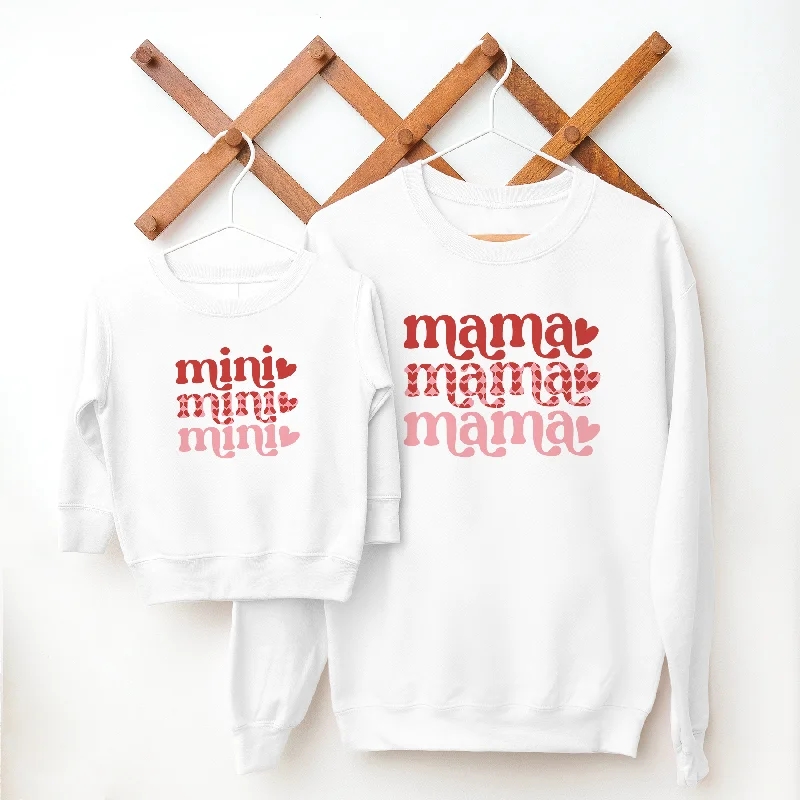 Mama & Mini Heart Print Matching White Sweatshirts