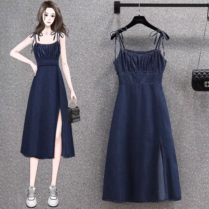 Online Exclusive Plus Size Denim Strapless Midi Dress