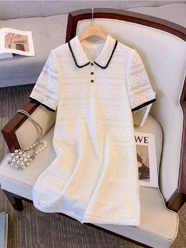 Plus Size Lace Polo T Shirt Dress